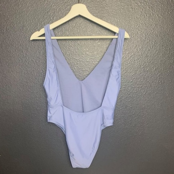 GIANNI BINI Blue Pearl Retro Plunge One-Piece Swim - Picture 4 of 8